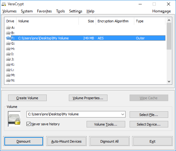 VeraCrypt's Enter Password screen